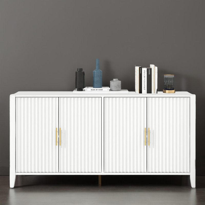 63" Kitchen Storage Sideboard Buffet Cabinet Console Table, White