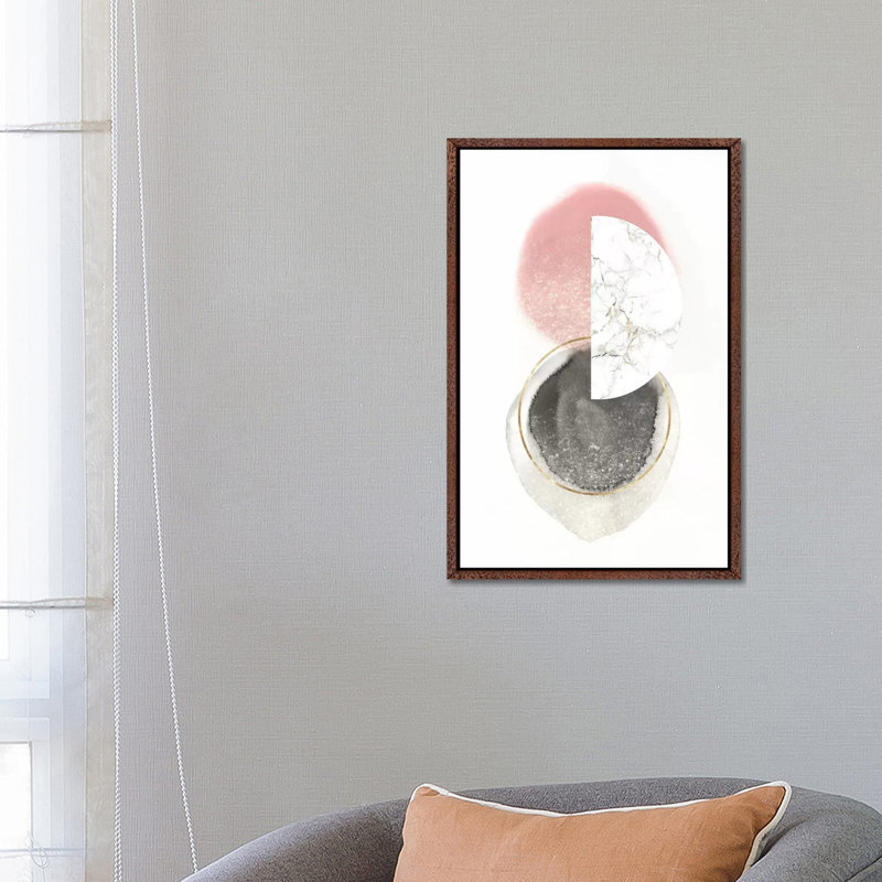 Blushing Geo I by Isabelle Z - Print on Canvas, 66.04 cm H x 45.72 cm W, Classic Brown Wood Framed