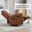 Genuine Leather Heat Massage Manual Recliner Chair With Rocker And Swivel For Living Room-1016607908