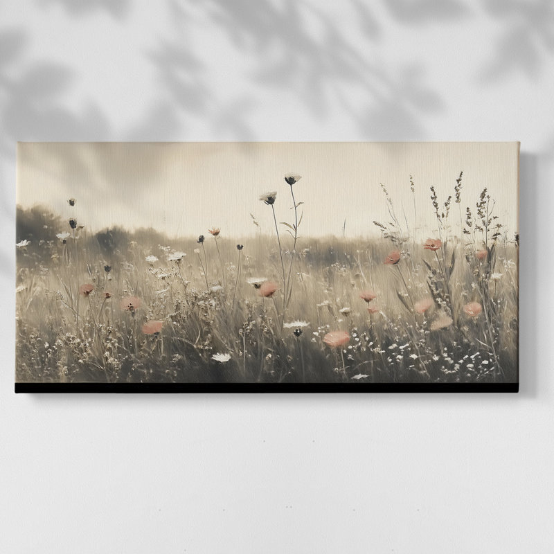 Botanical Series-CCXI- Toile tendue avec châssis tendue, prête à être accrochée, H 17 po x l 33 po, Doré