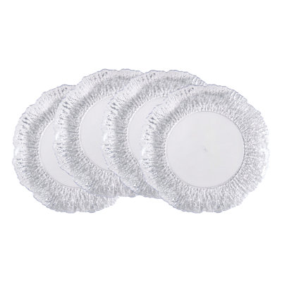 Textured Edge Charger Plates (Set of 4) – Sculpted Rim Tabletop Chargers for Dining Table, Place Settings and Entertaining