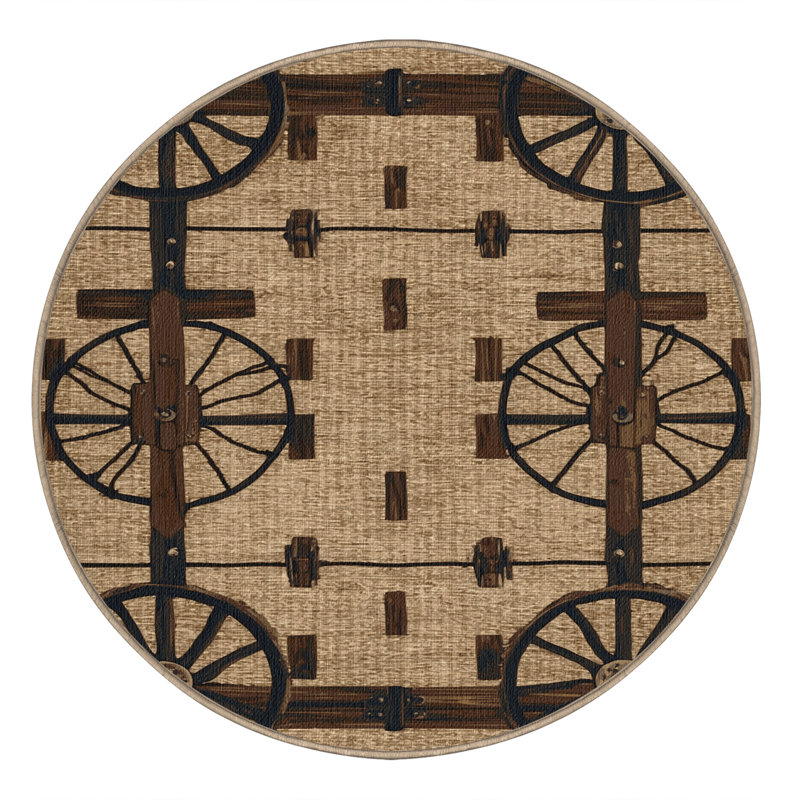  Washable Farm Wagon Farm Area Rug, Rectangle 8' x 10'