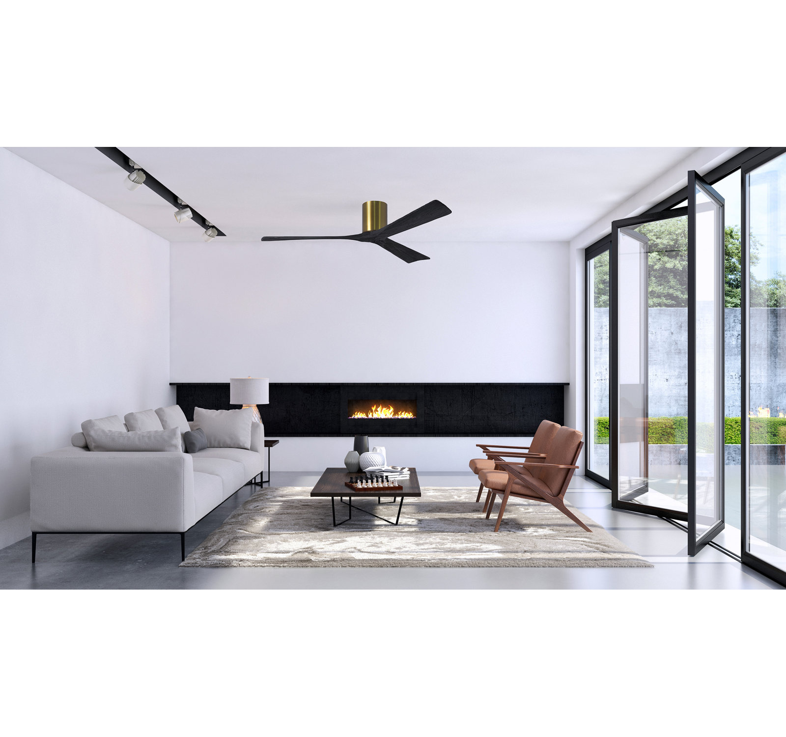 Olivier 3 Blade Ceiling Fan, Brushed Brass, Matte Black, 60"