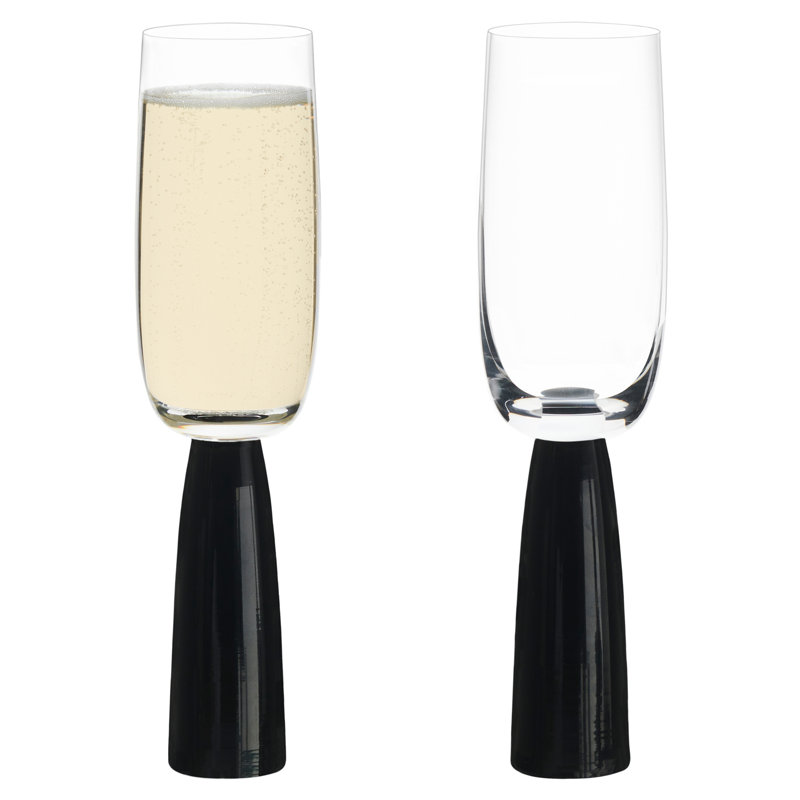Peri Ensemble de verres à pied champagne, Noir, noir, noir, noir