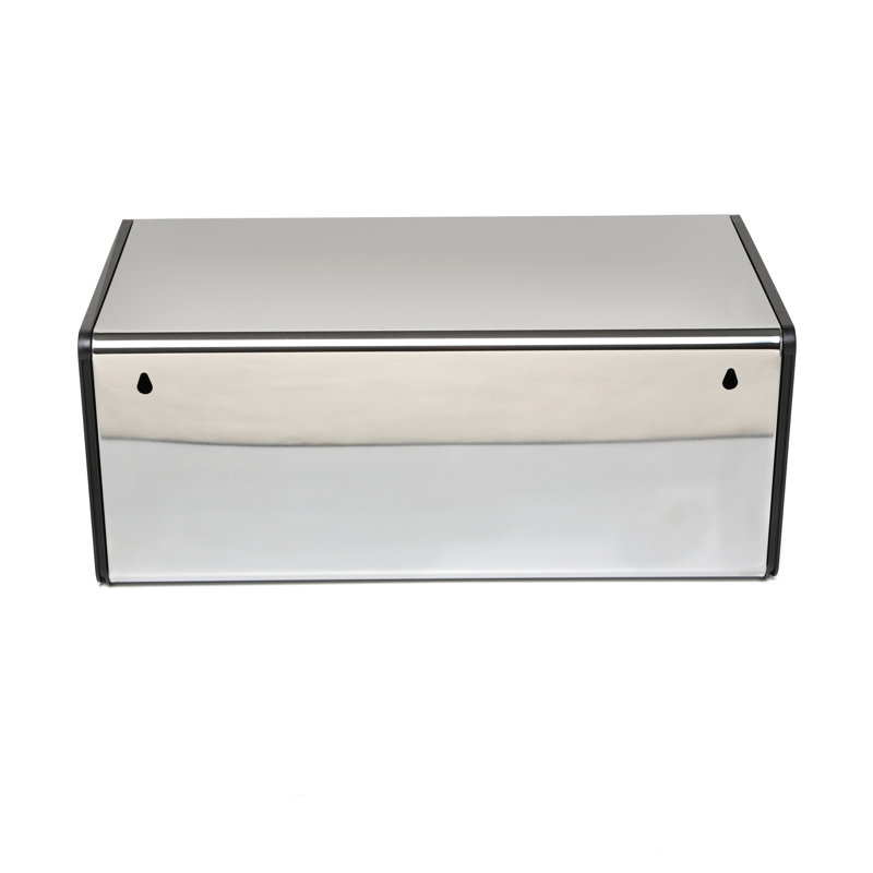 Brilliant Steel Bread Box with Black Accents
