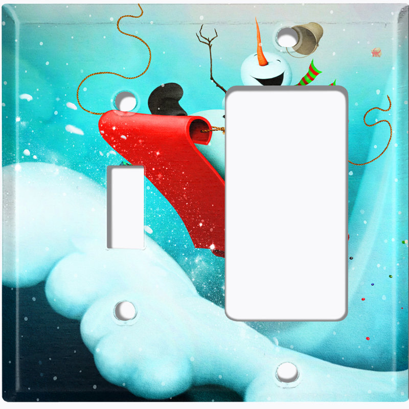 Plaque murale à 2 interrupteurs à bascule et bascule Snow Man Slay Ride