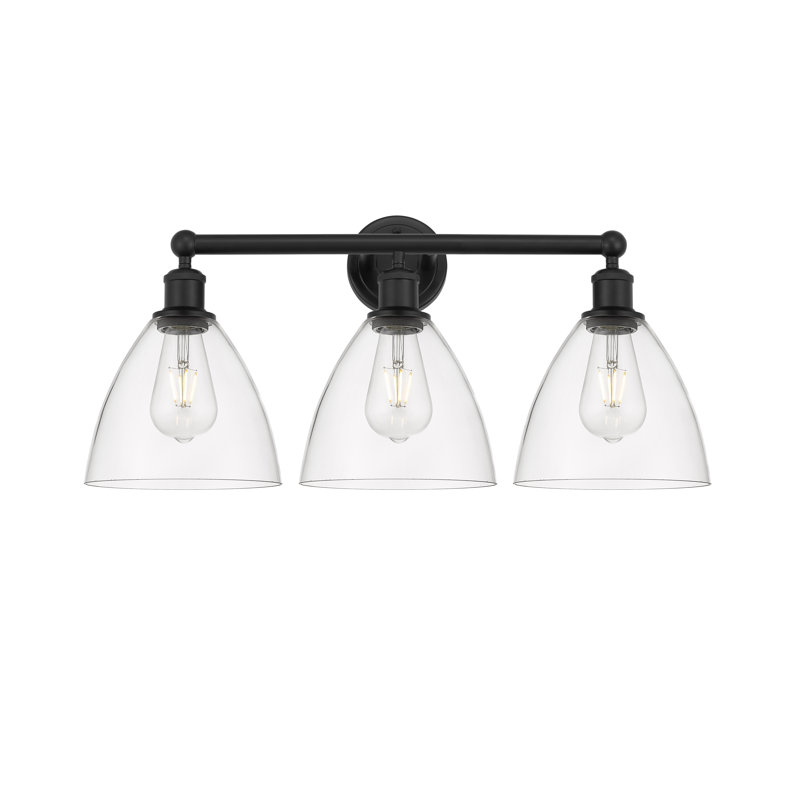 Éclairage pour meuble-lavabo de salle de bain 3 lumières 25,5 pouces Amane, Noir mat, Transparent