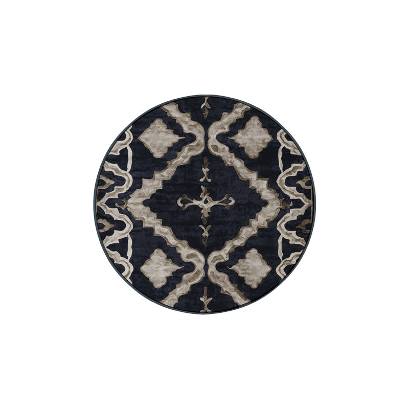 Machine Washable Gray Area Rug, Round 6'