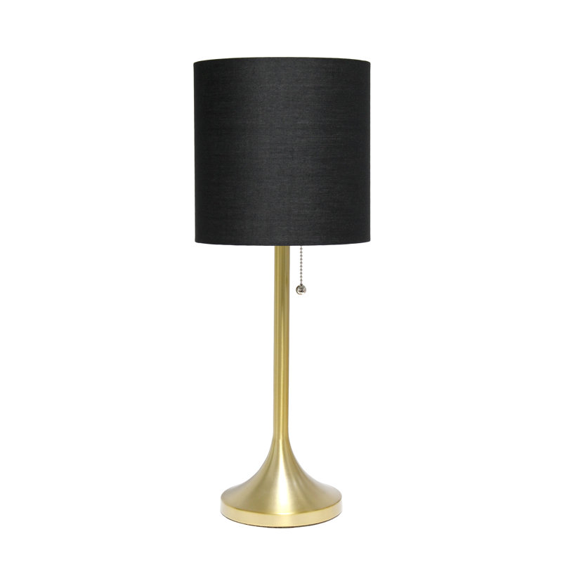 Lampe de table moderne conique Schnitzer, nickel brossé, abat-jour blanc, 54 cm (21,25 po) de hauteur, White/Brushed Nickel