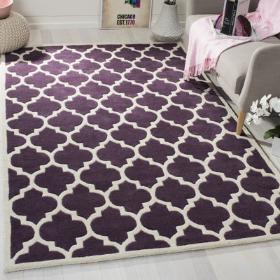 Tapis mauve / ivoire en laine Carolene