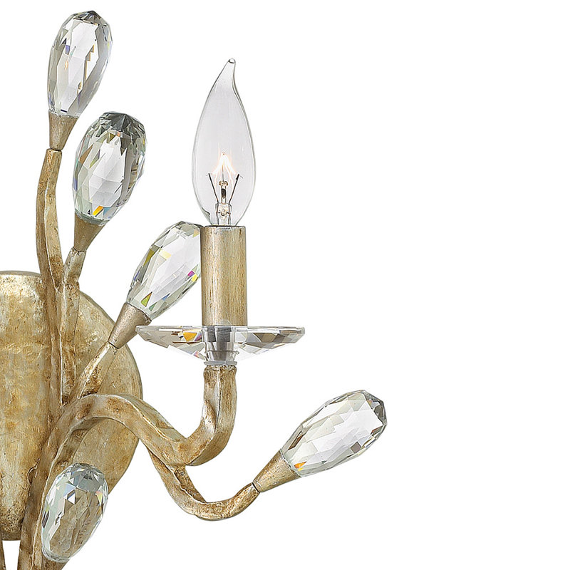 Diandre Two-Light Wall Sconce w/ Faceted Clear Crystal Buds