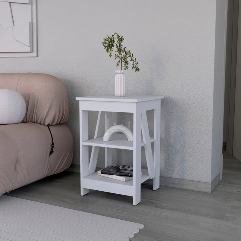 Table d'appoint Rossville, salon, blanc, Blanc