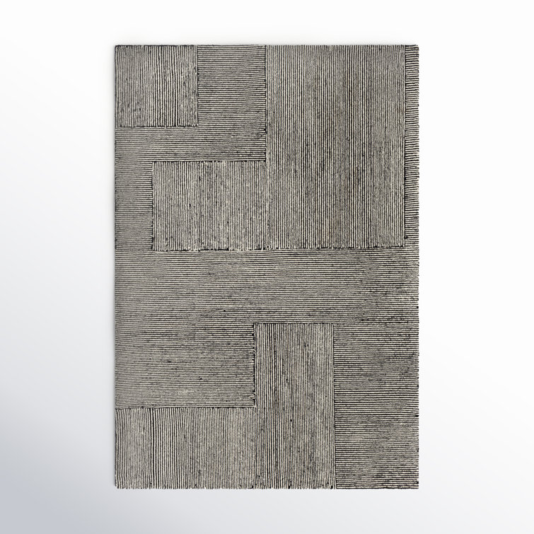 Peeta Geometric Hand-Tufted Wool Black/Ivory Area Rug