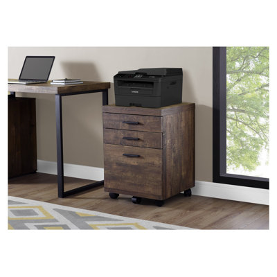 Classeur mobile avec tiroirs de rangement - Support pour imprimante à roulettes pour bureau, classeur en stratifié brun moderne avec roulettes verrouillables