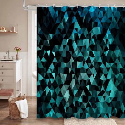 Rideau de douche dégradé bleu clair avec 12 crochets New Style