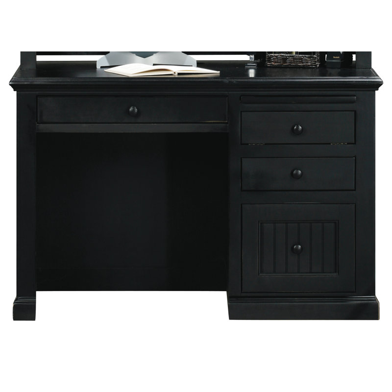 Didier Solid Wood Computer Desk, Black, None