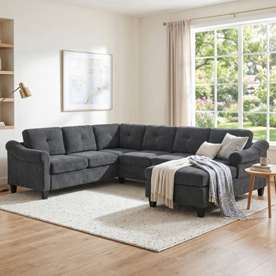 Canapé d'angle Harmony en chenille en forme de U de 106,3 pouces avec rangement dissimulé pour salon