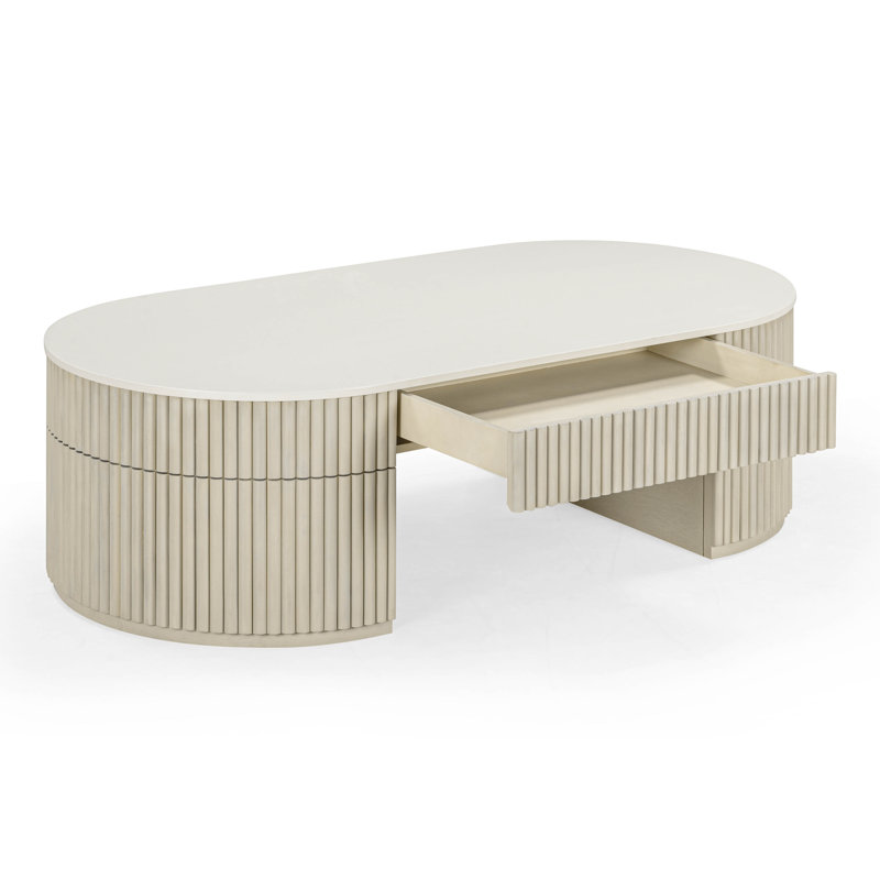 Grande table basse crème avec rangement