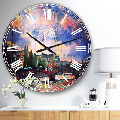 Fabulous Paris City Watercolor - French Country Wall Clock