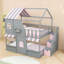 Lit superposé double au-dessus de double avec escalier de rangement et rangement-129235047