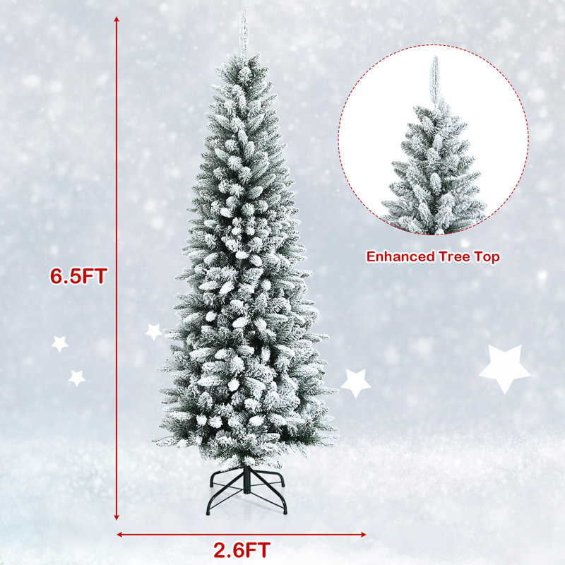 Arbre de Noël artificiel blanc effilé, H 6,5 pi