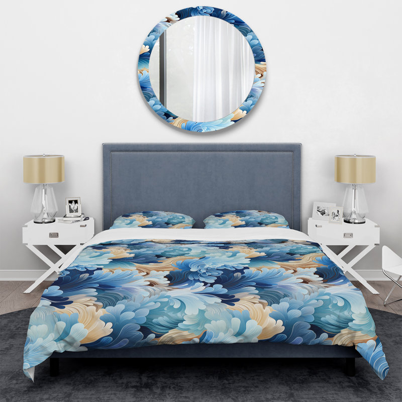 Ensemble de housse de couette bleu et blanc, Housse de couette pour très grand lit et 2 très