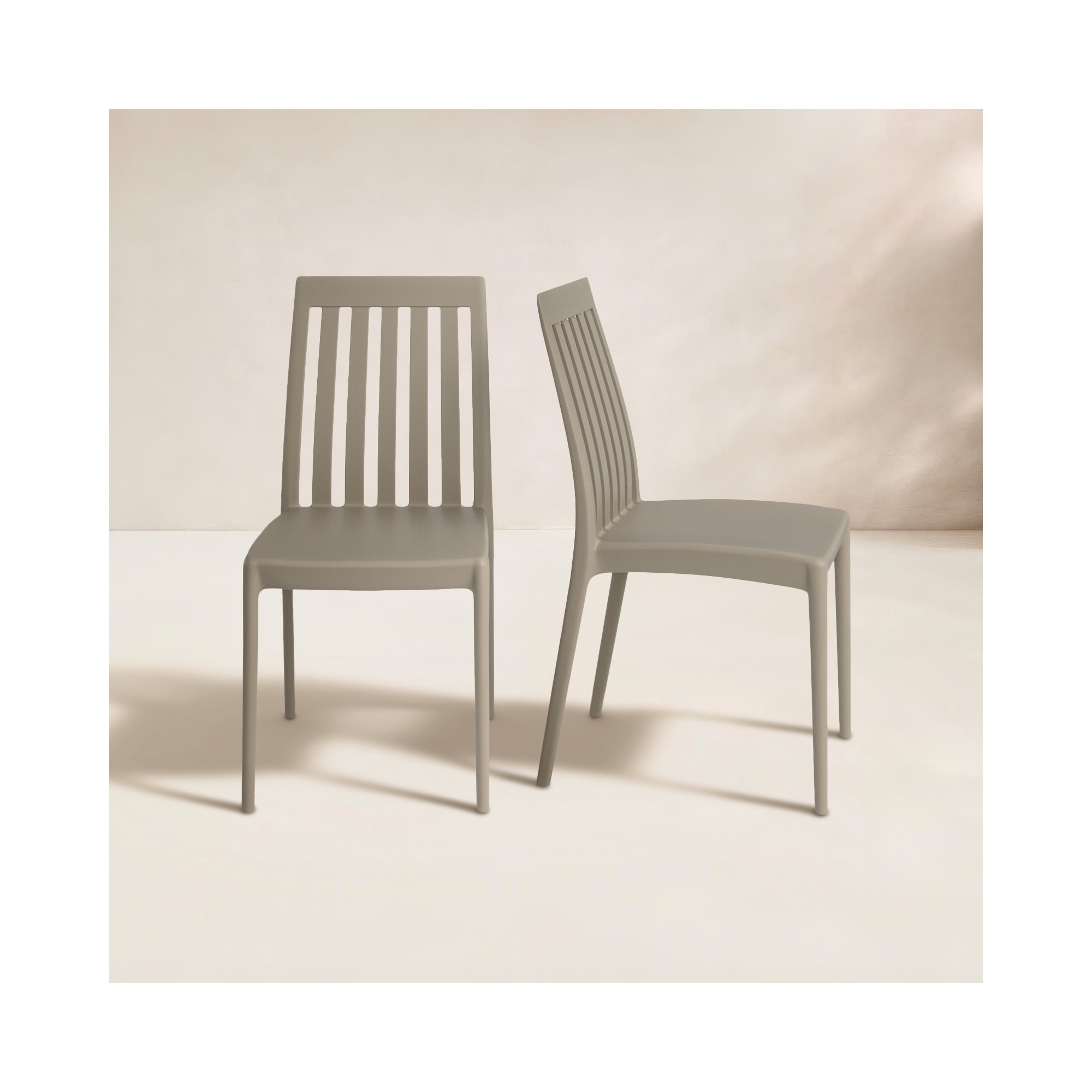 Kenno Anyfer Stacking Patio Dining Side Chair, Taupe