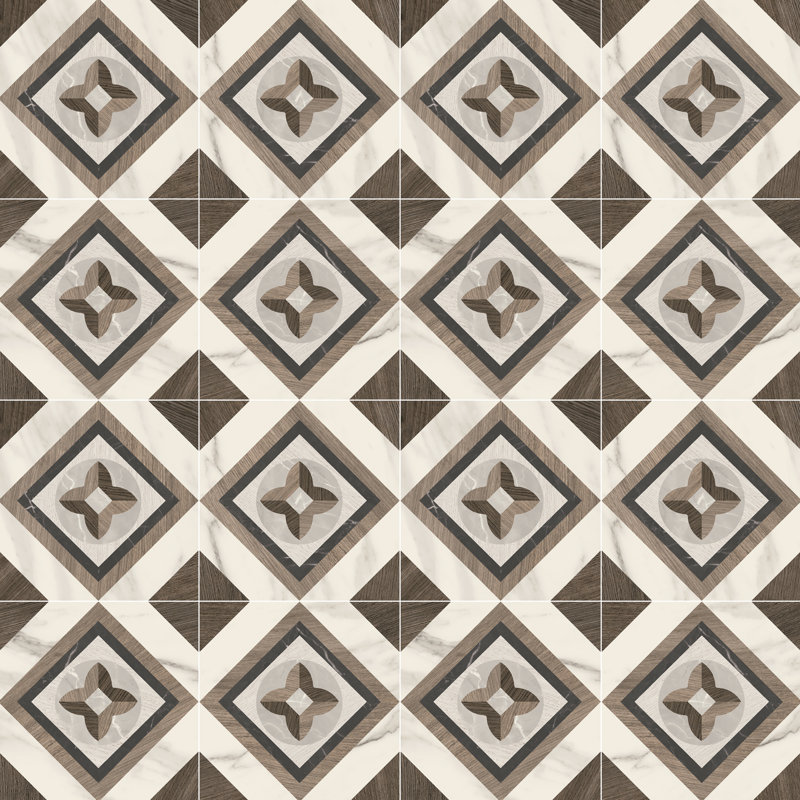 Carreau de sol et de mur à motif espagnol 8 po x 8 po Intarsi Glam 02