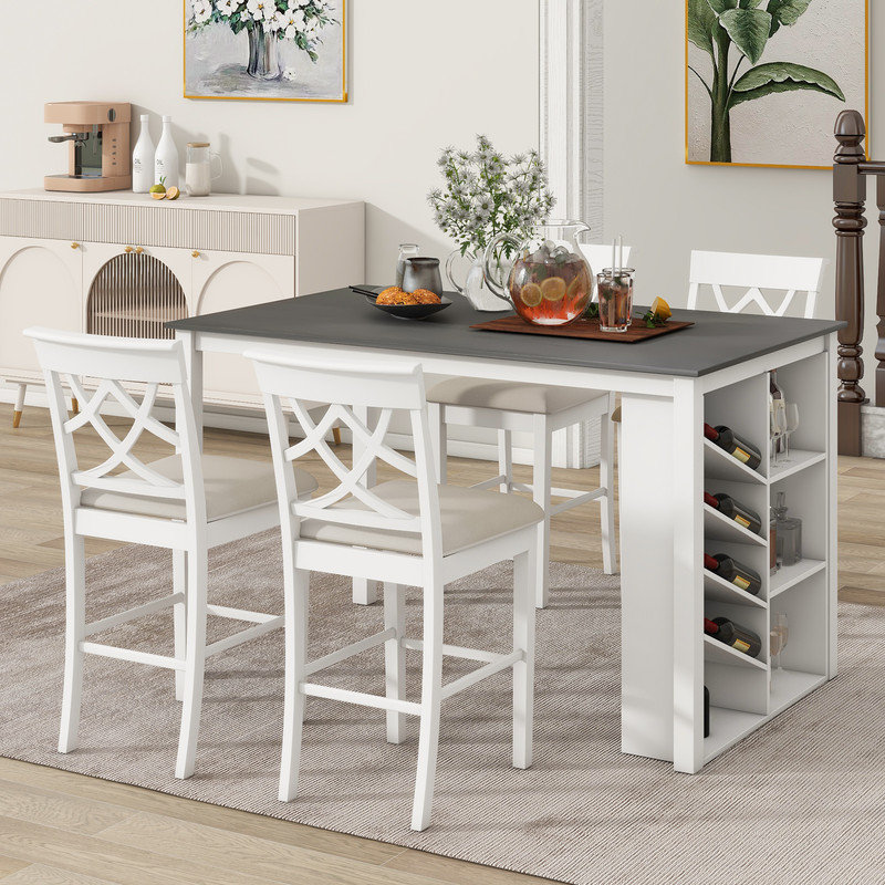 Ensemble de salle à manger L 59 x l 35,3 po Karlhans, Blanc, Blanc / beige