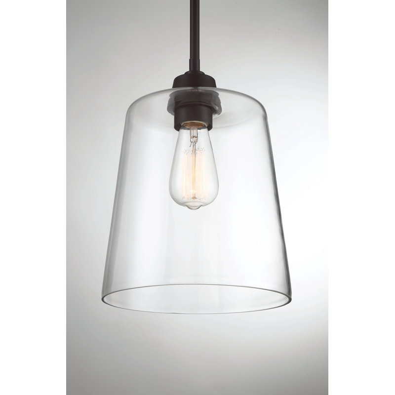 Herman 1-Light Metal and Glass Bell Pendant, Oil Rubbed Bronze