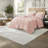 Luxury Blush Bedding Sets, Plush Polyester Comforter With Elegant Embroidered Design, Perfect For Home Décor