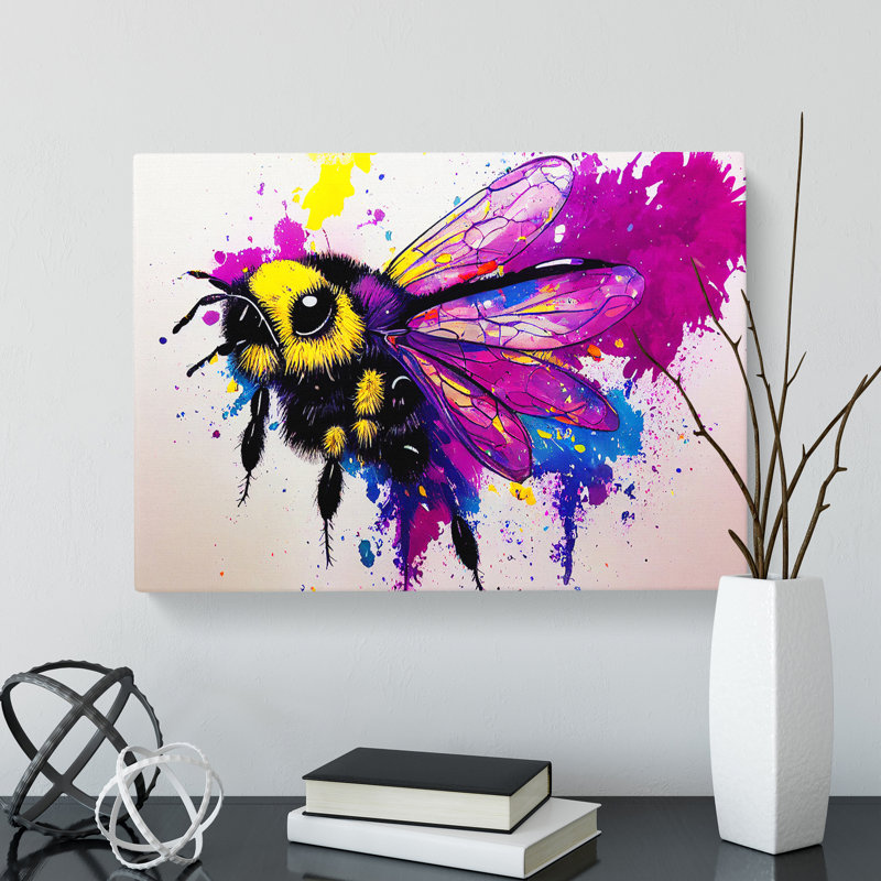 Bumble Bee Splash Abstract - Wrapped Canvas, 50cm H x 76cm W x 3cm D