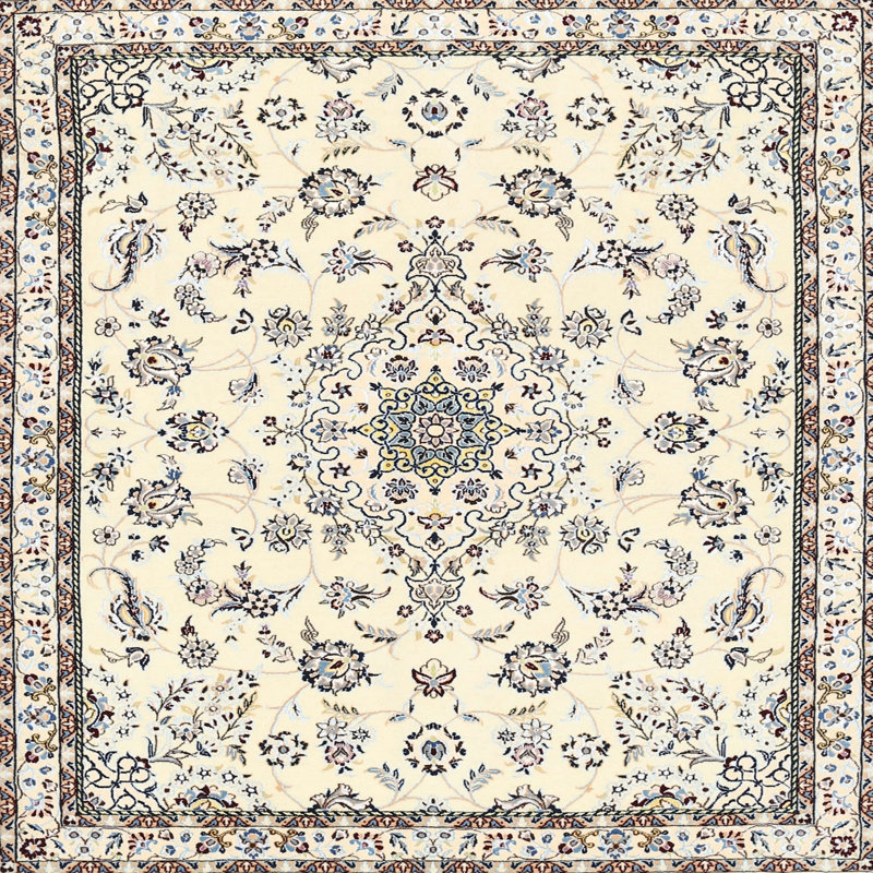 Tapis oriental en laine beige, Carré 6 pi