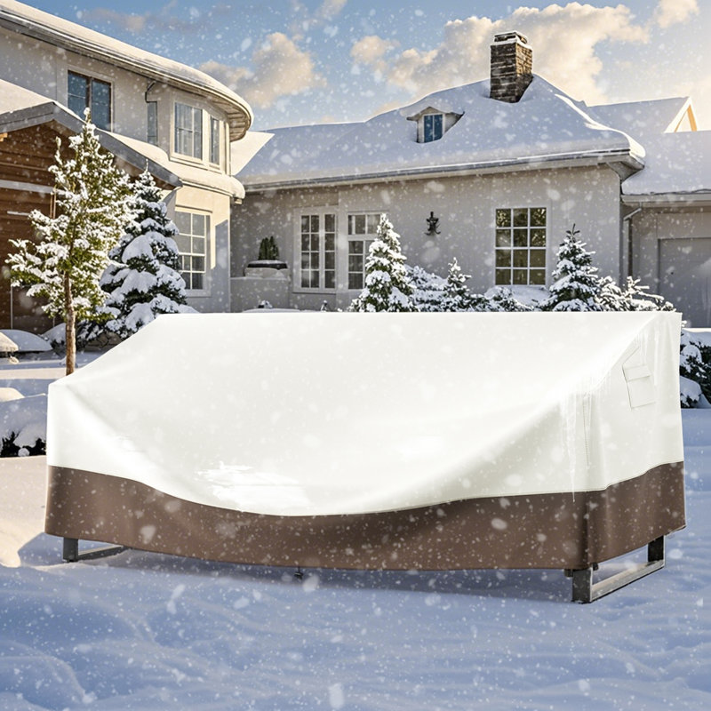 Giamanco Durable Outdoor Furniture Cover 600D Oxford Fabric, Beige, 28" H x 82" W x 34" D