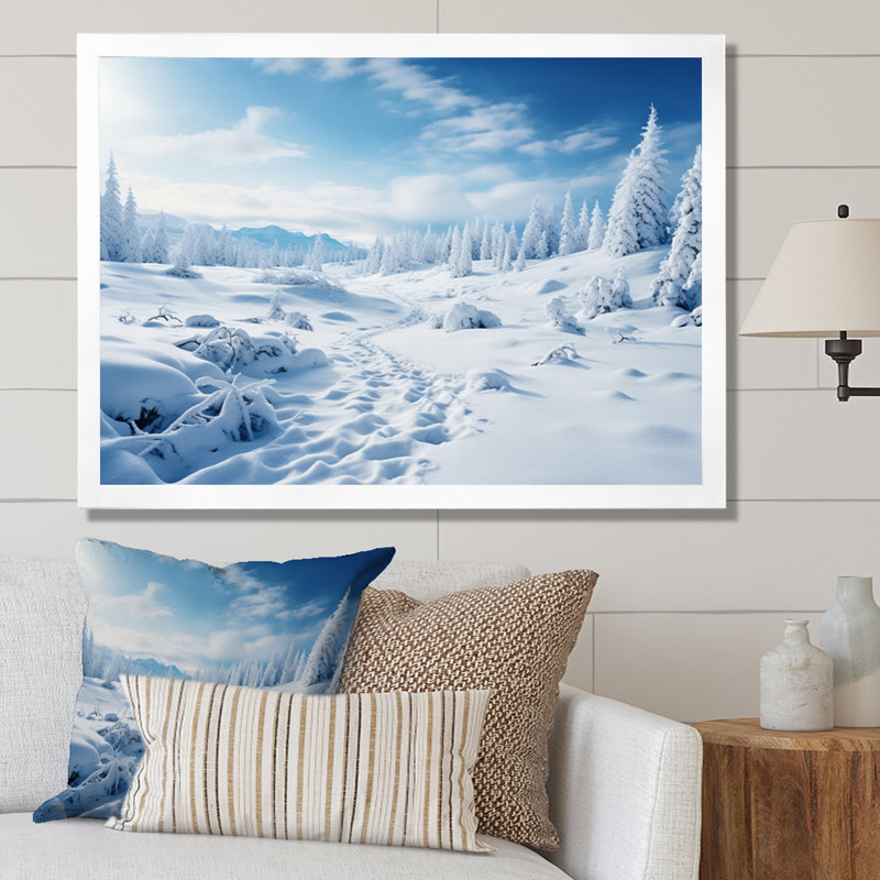 «Winter Snow Wonderland» sur toile, H 12 po x l 20 po x P 1 po, Cadre simple blanc
