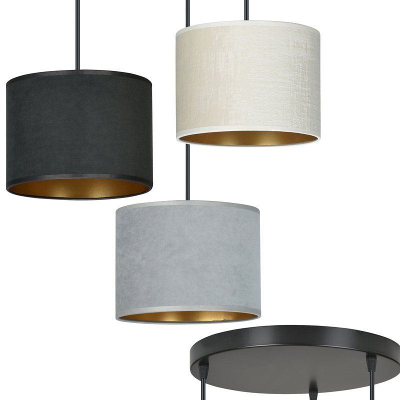 Eamie 3 - Light Black Cluster Pendant, Grey/Black/White