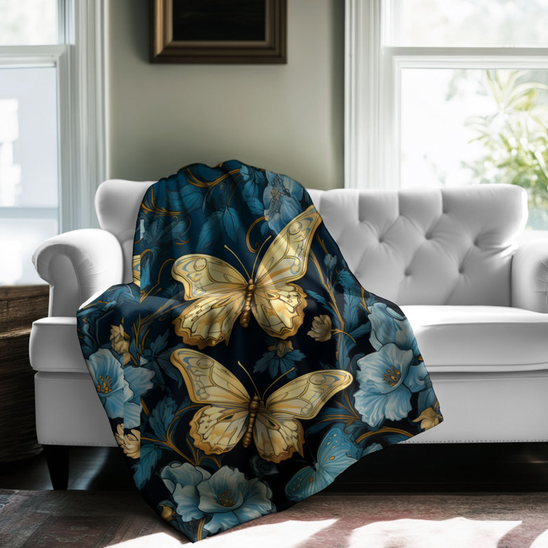 Élégant papillon - couverture en sherpa de qualité supérieure 1 pièce, Lit simple