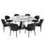 59" Round Sintered Stone Dining Table + 8 PU Leather Chairs Set – Marble-Look Kitchen Table with Stainless Steel Titanium Base, Scratch & Heat Resistant Surface, Modern Dining Set for 6-8 People