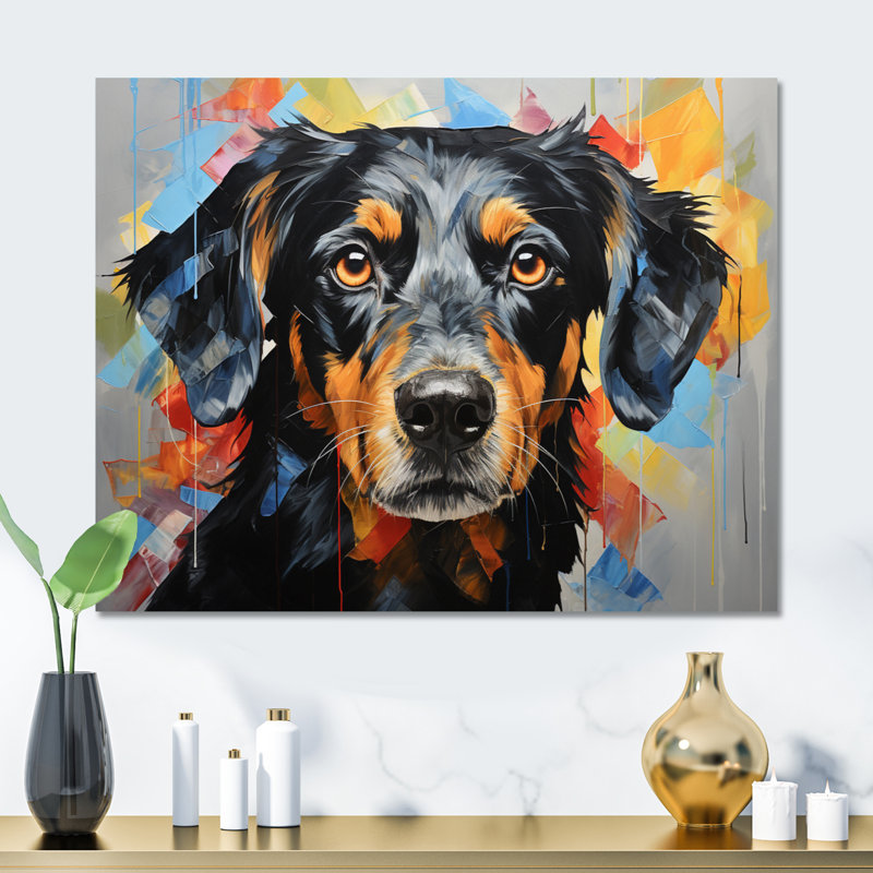 Chien, chien, compagnon, collage, animaux, impressions sur métal, H 24 po x l 32 po x P 1 po