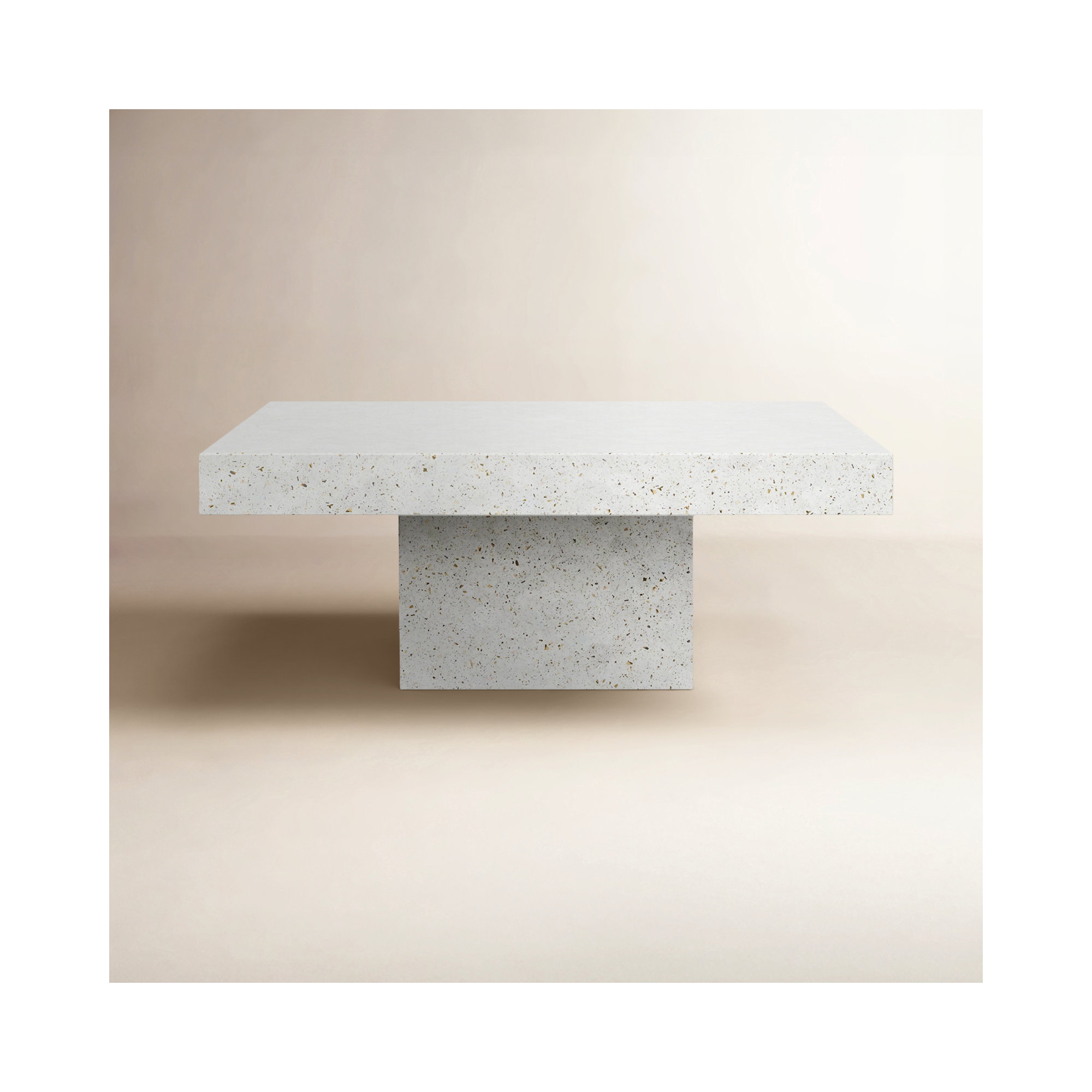 Kareen Concrete Pedestal Coffee Table, Ivory Terrazzo