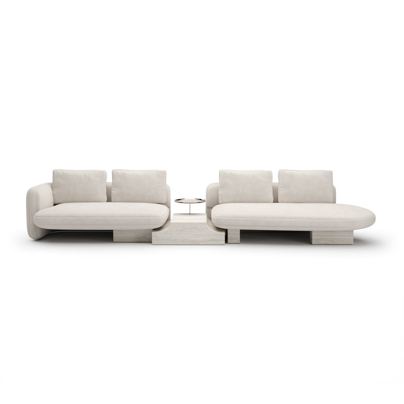 *Overlap Right Bumper Sectional Ecru, White