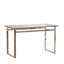 Table de salle à manger 51 "moderne en verre rectangulaire minimaliste pour 4 à 6 personnes avec plateau en verre trempé de 0,31" et pieds en métal chromé argenté, bureau de table d'écriture, pour la cuisine, le salon et la salle à manger (0 dégât)-134754553