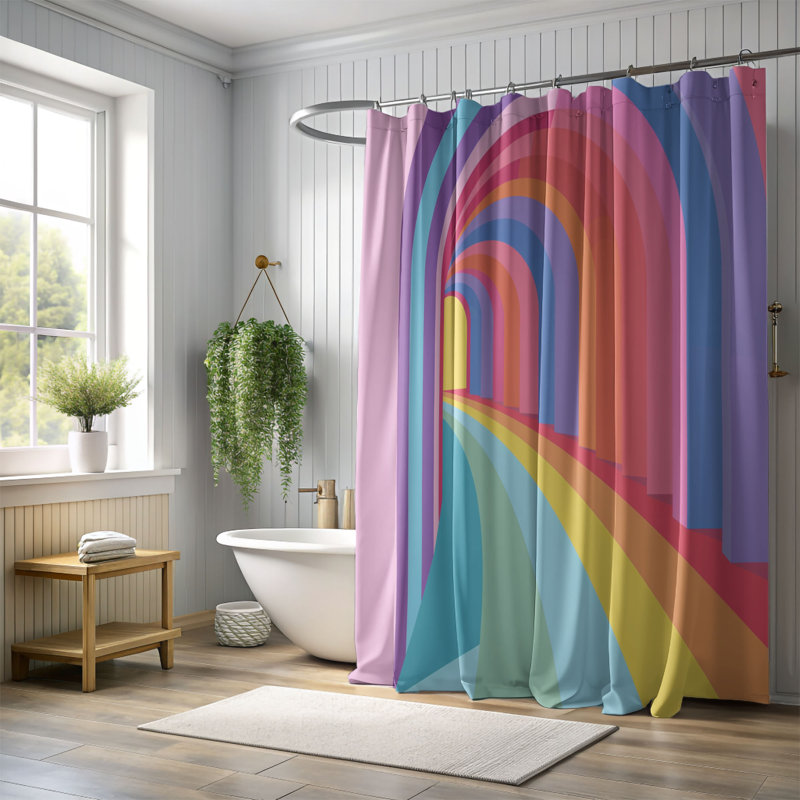 Rideaux de douche Funky Wave - 1 pièce, H 74 po x l 71 po