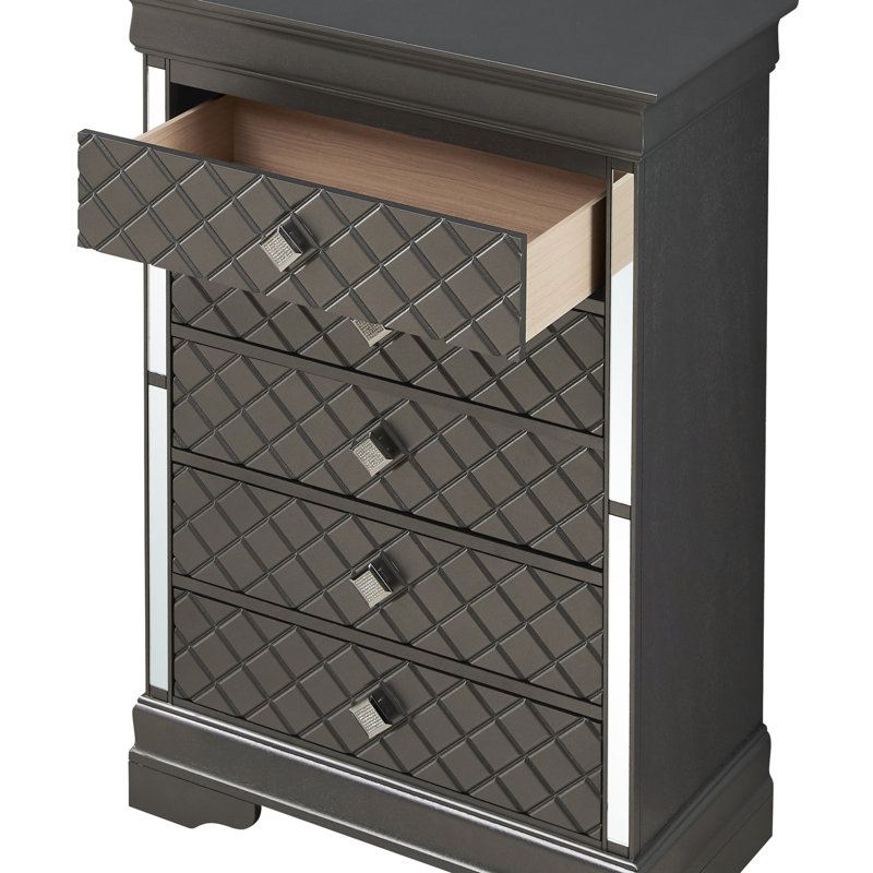 Commode en bois de style traditionnel pour chambre à coucher, Noir