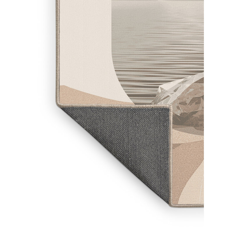Tapis beige doux et moelleux Olivet, Rond 7 pi