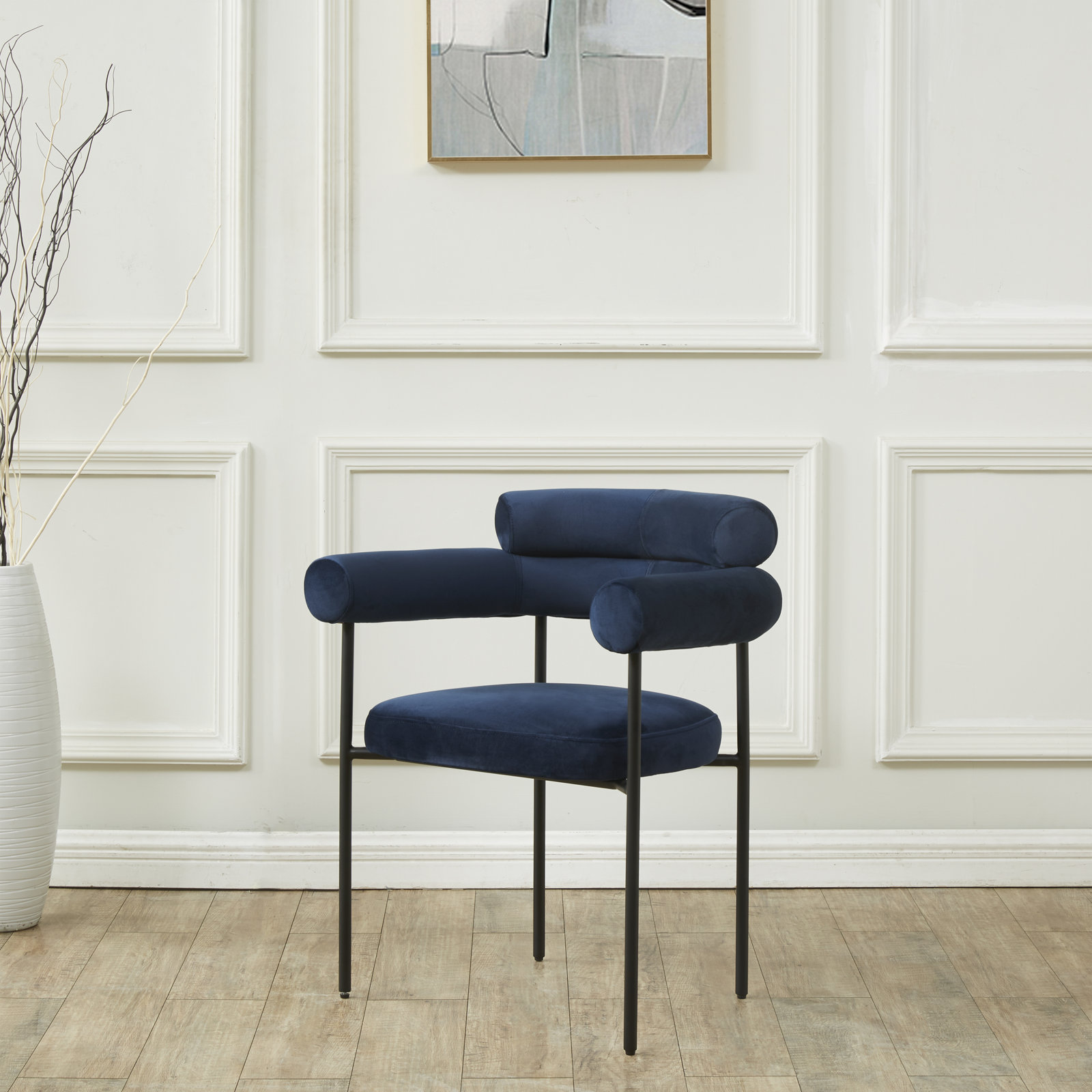 Bellport Dining Chair, Navy Velvet