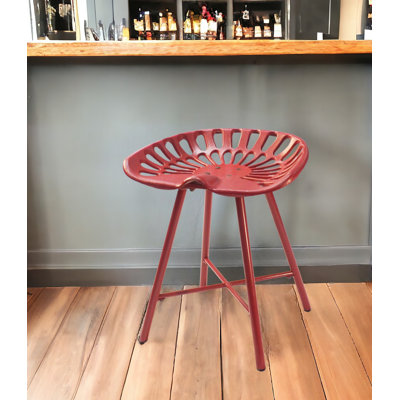 18" Red Iron Backless Bar Chair