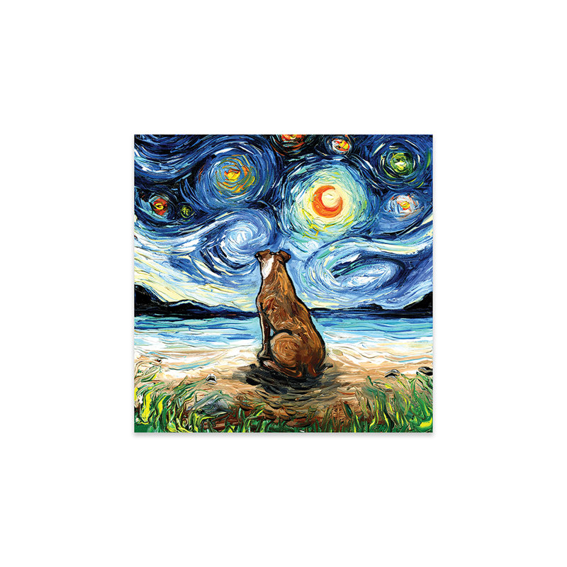Beach Nights - Brown Pitbull par Aja Treves - peinture sans cadre