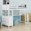 Lit mezzanine avec bureau, tiroirs et tablettes-126665794