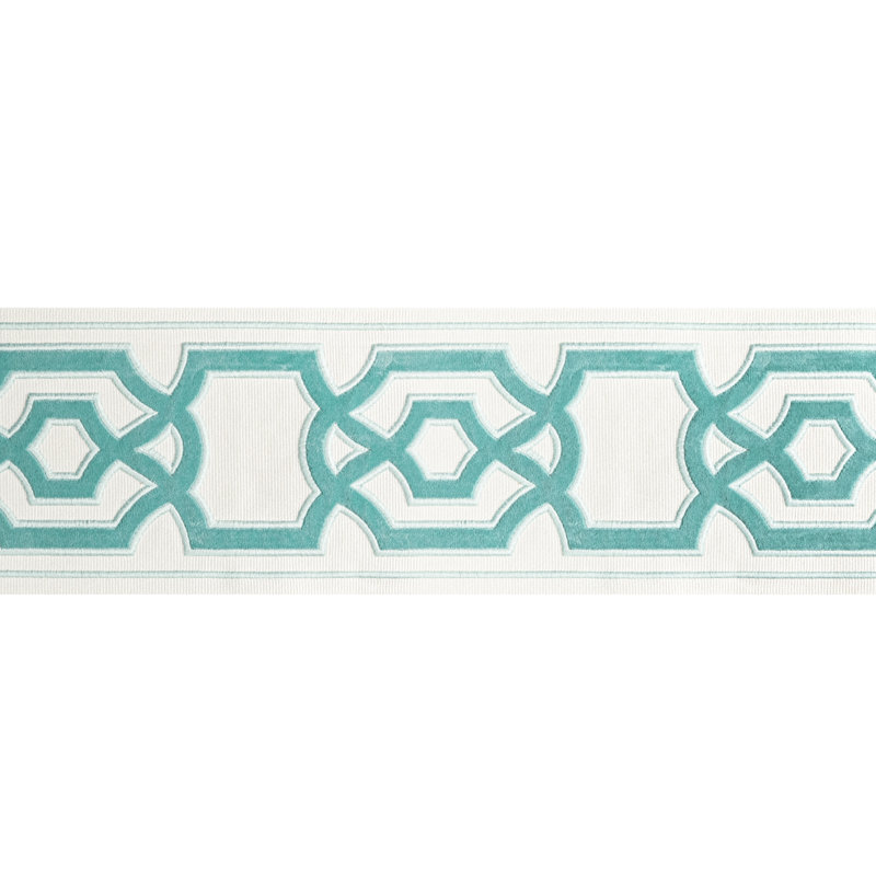 Treillis Passementerie II Cerise Tape Fabric, Aqua